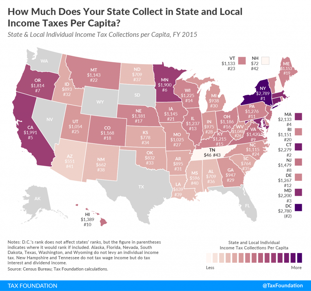 Individual Income Tax Collections Per Capita | Tax Foundation - Texas Property Tax Map