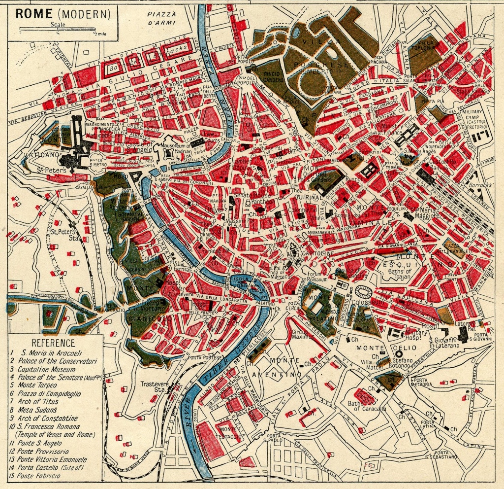 Instant Art Printable Download - Map Of Rome - The Graphics Fairy - Free Printable Vintage Maps