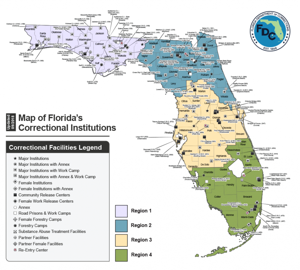 Institutions -- Florida Department Of Corrections - St James Florida Map