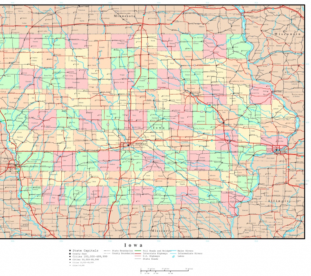 Iowa Political Map - Printable Iowa Road Map