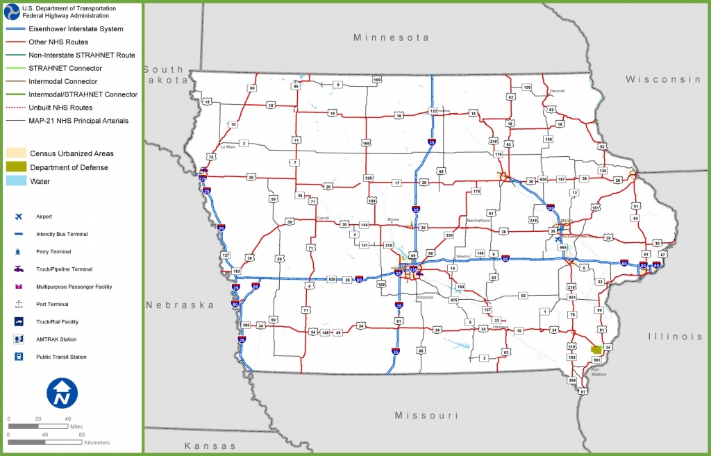 Iowa Road Map - Printable Map Of Iowa
