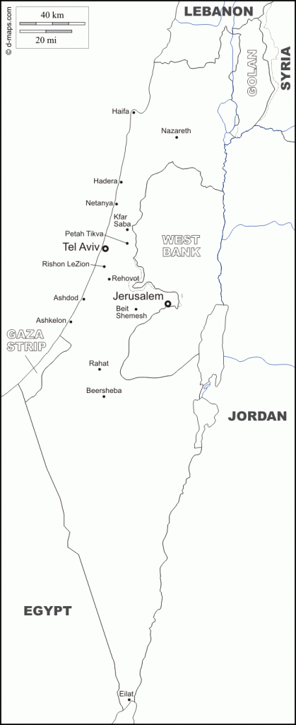 Israel : Free Map, Free Blank Map, Free Outline Map, Free Base Map - Blank Map Israel Printable