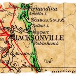Jacksonville, Florida On An Old Torn Map From 1949, Isolated   Old Maps Of Jacksonville Florida