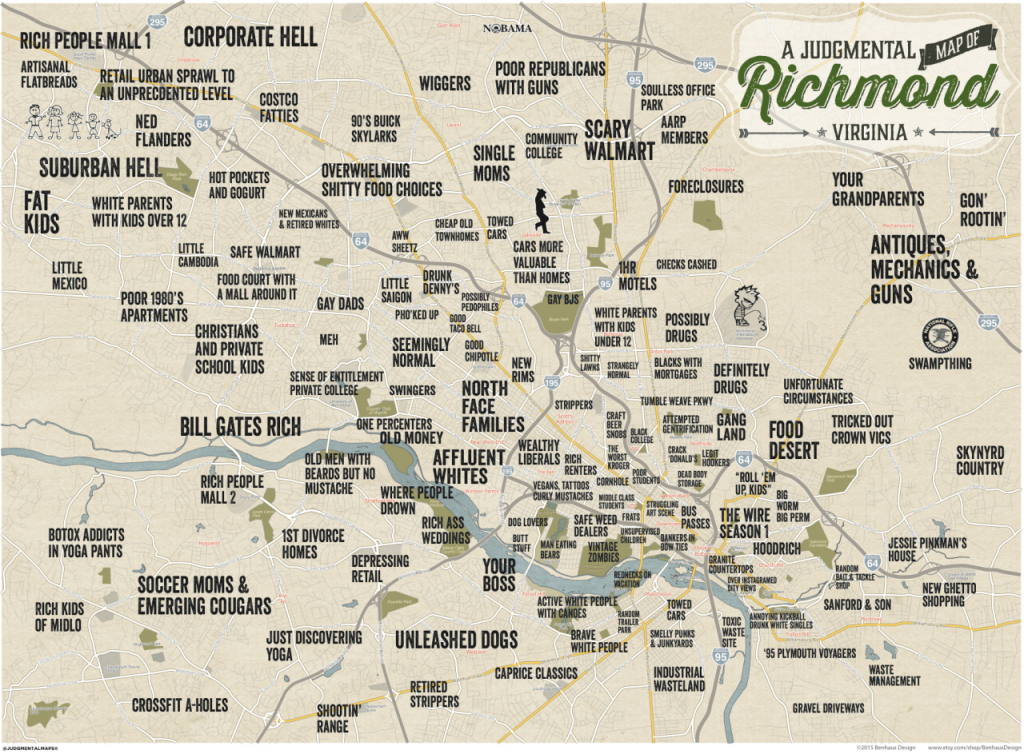 Judgmental Maps — Richmond, Vabenhaus Design Copr. 2015 Benhaus - Printable Map Of Richmond Va