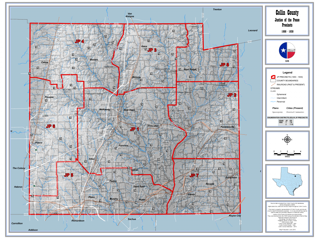 Justice Of The Peace Precinct Map 1900-1930 - Genealogy Center - Collin County Texas Map