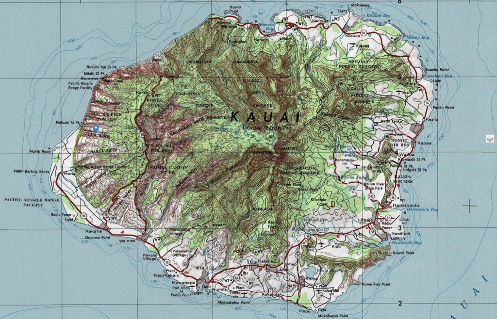 Kauai Topographic Maps - Printable Road Map Of Kauai