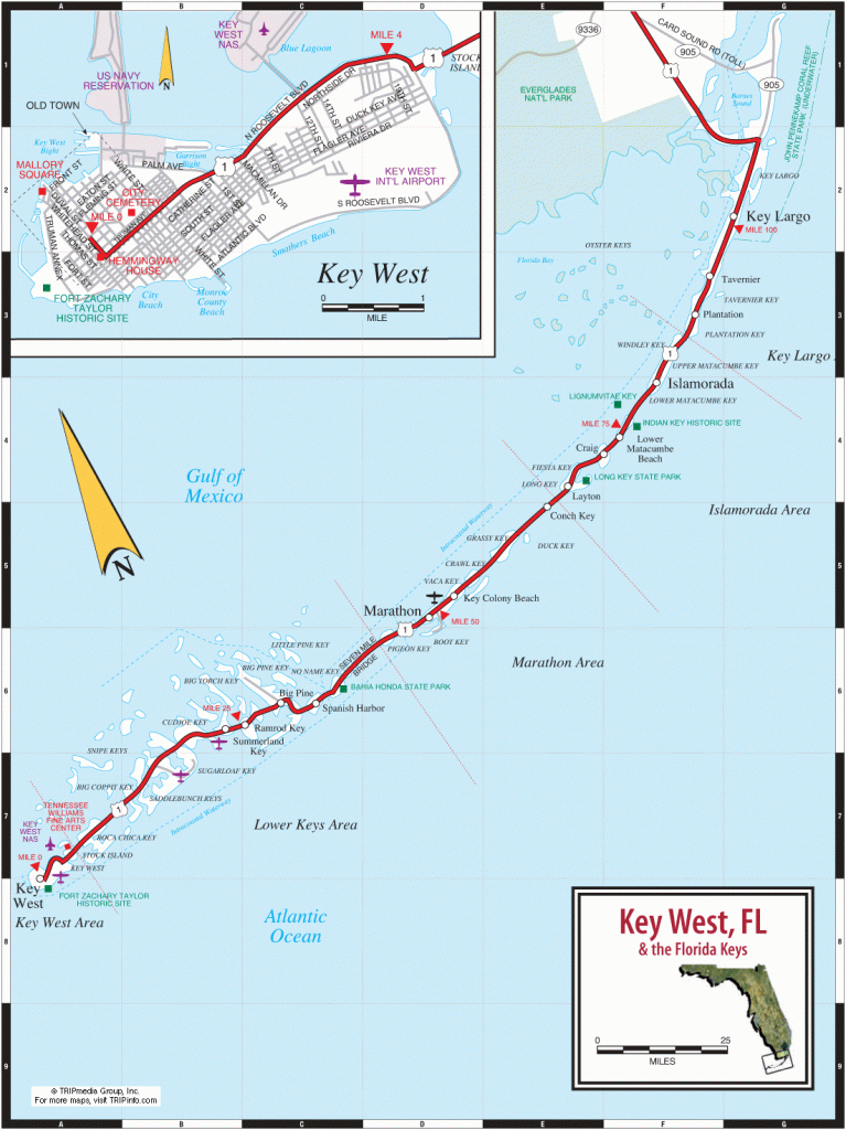 Key West &amp;amp; Florida Keys Road Map | Florida Travel | Florida Keys Map - Florida Keys Map With Mile Markers