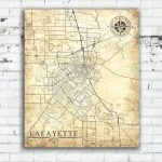 Lafayette La Canvas Print Louisiana La City Vintage Map Gift Home   Printable Map Of Lafayette La