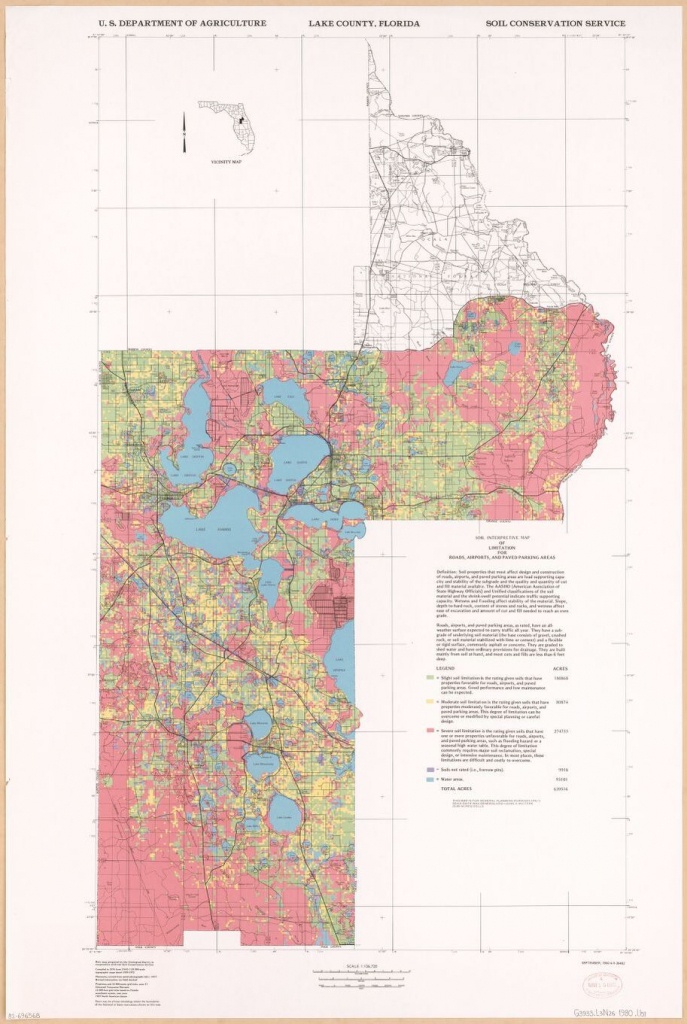 Lake County, Florida : Soil Interpretive Map Of Limitation For Roads - Map Of Lake County Florida