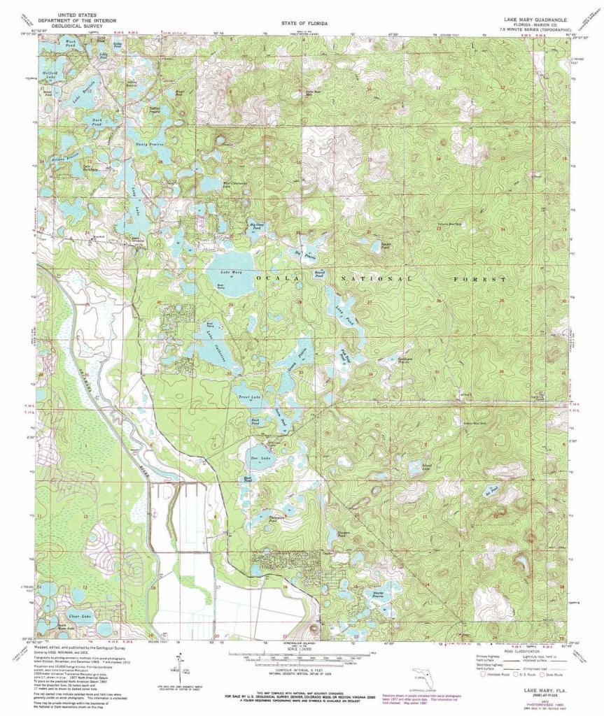 Lake Mary Topographic Map, Fl - Usgs Topo Quad 29081A7 - Lake Mary Florida Map