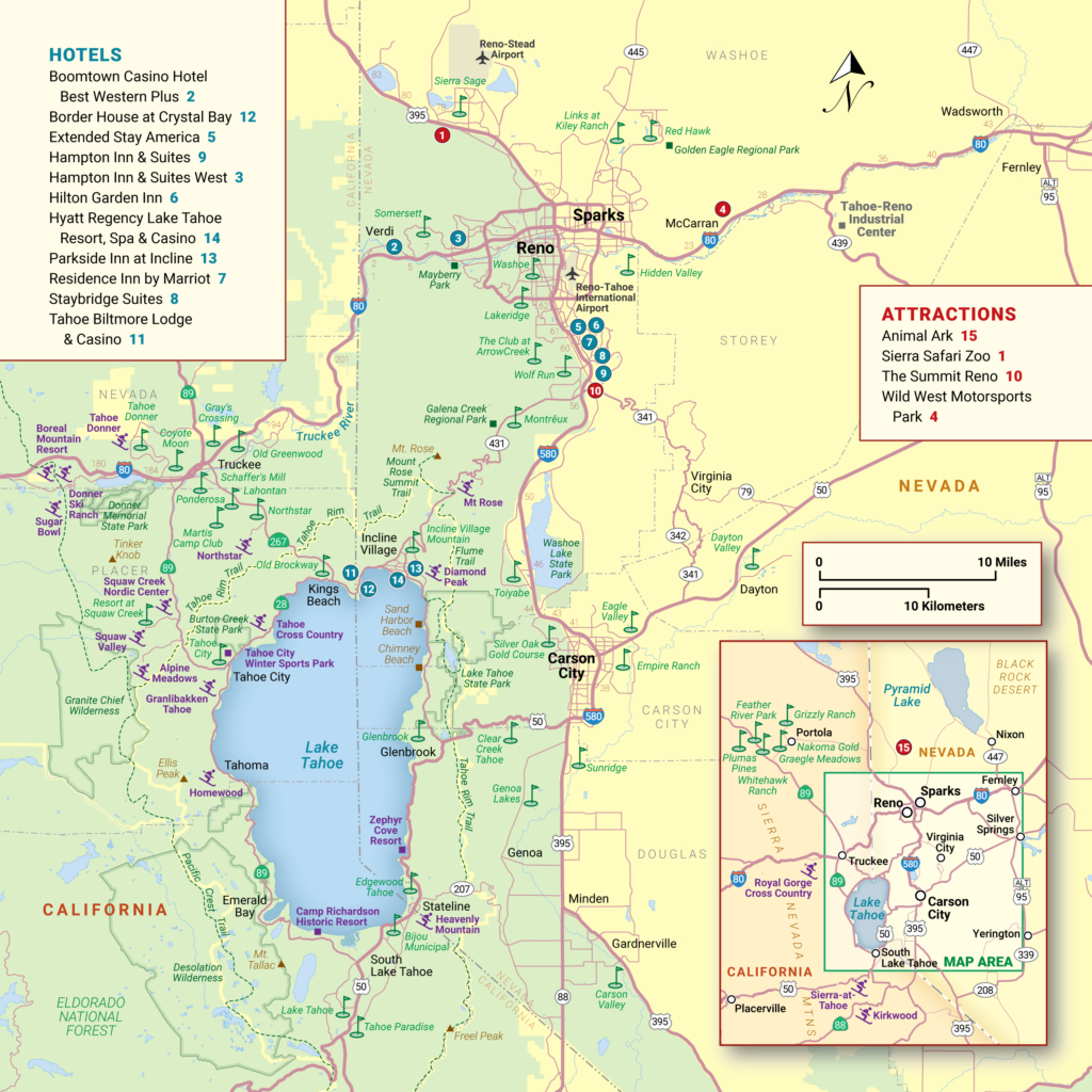 Map Of Lake Tahoe Area California - Printable Maps