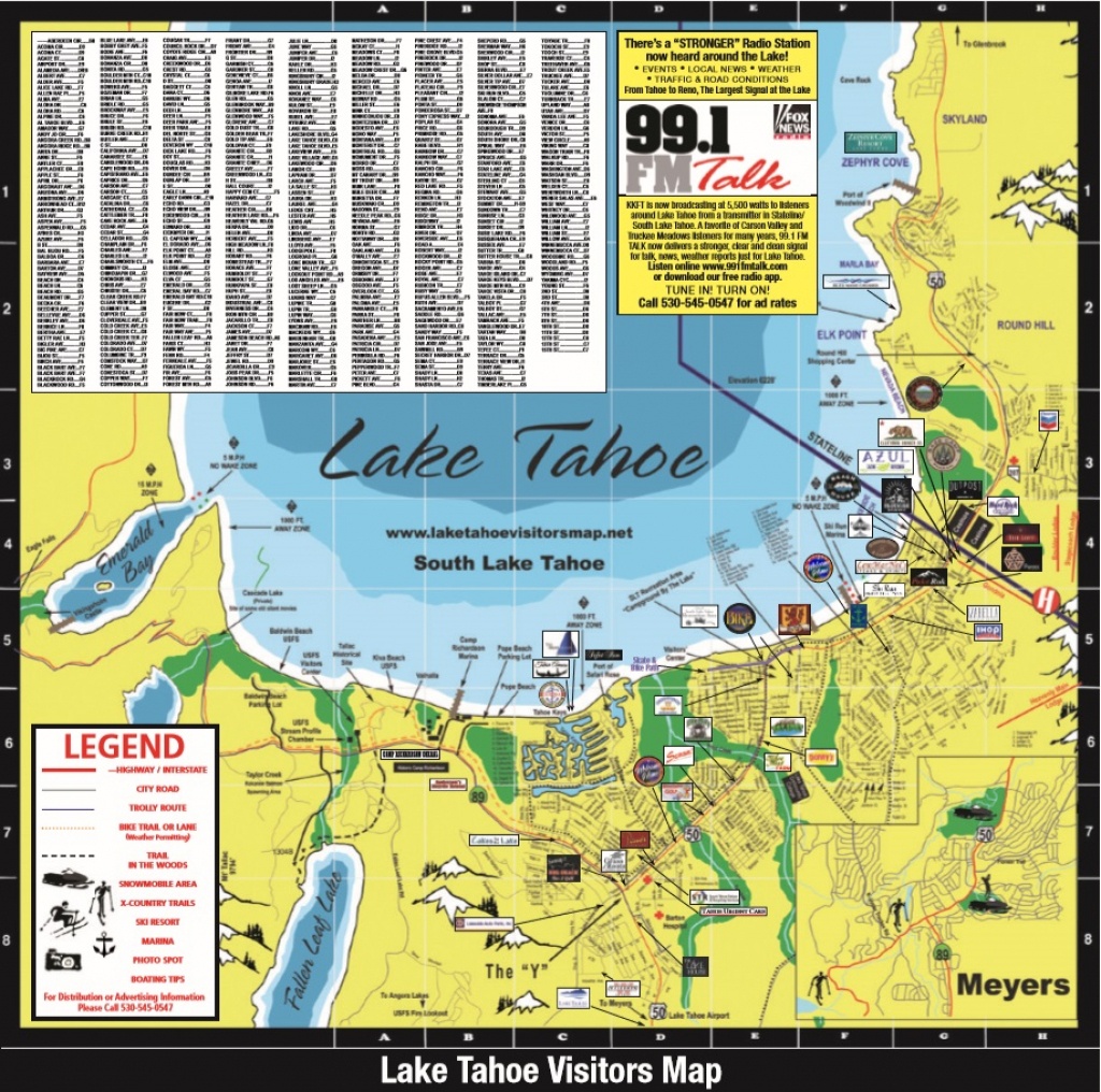 Lake Tahoe Visitors Map - Printable Map Of Lake Tahoe
