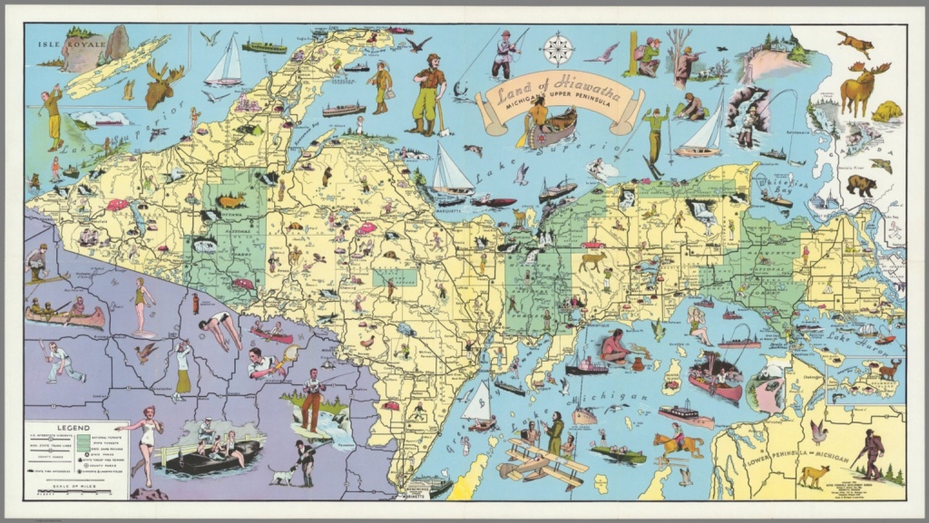 Land Of Hiawatha, Michigan&amp;#039;s Upper Peninsula - David Rumsey - Printable Map Of Upper Peninsula Michigan