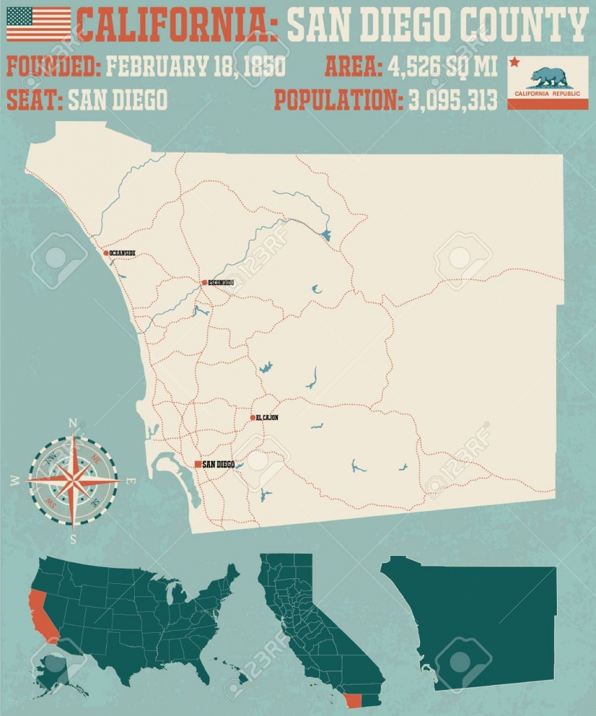 Large And Detailed Map Of San Diego County In California. - Detailed Map Of San Diego California