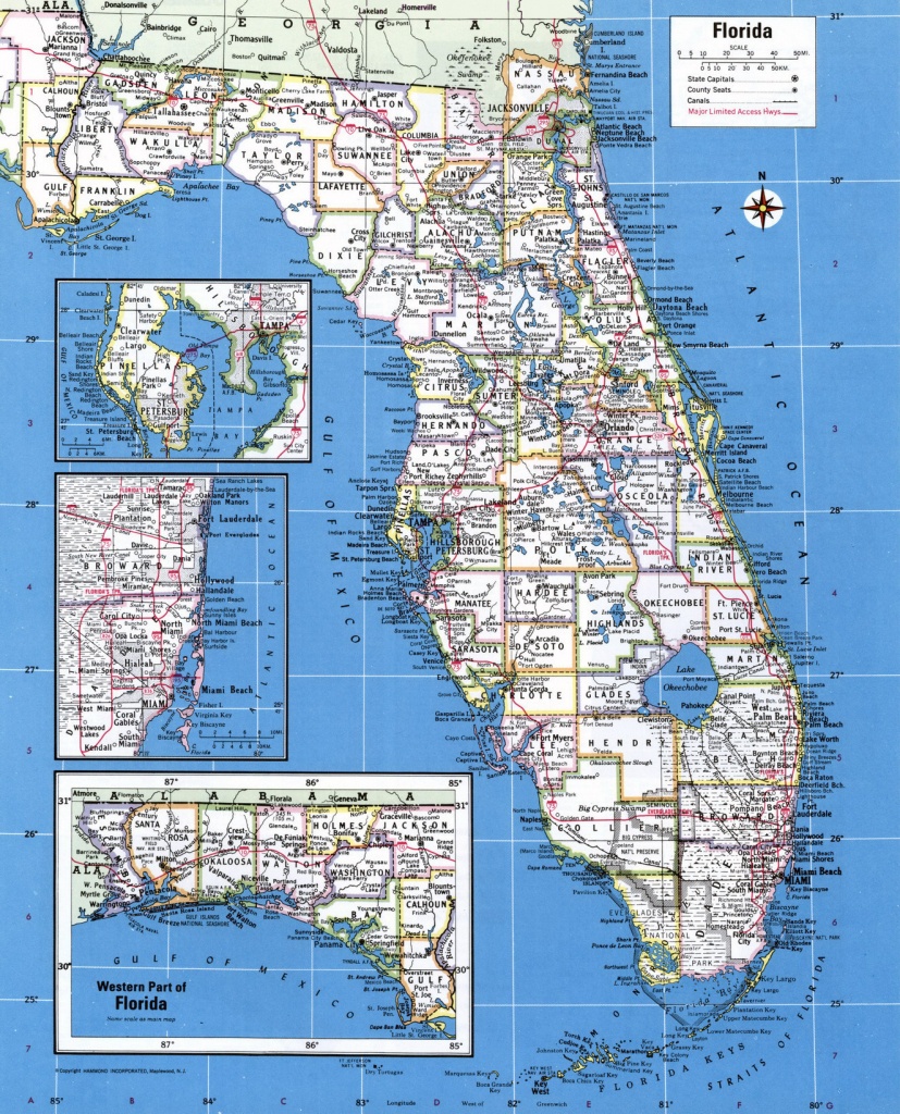 Large Detailed Administrative Map Of Florida State With Major Cities - Large Detailed Map Of Florida