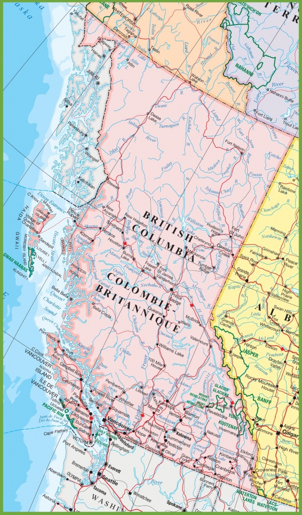 Large Detailed Map Of British Columbia With Cities And Towns - Printable Map Of Bc