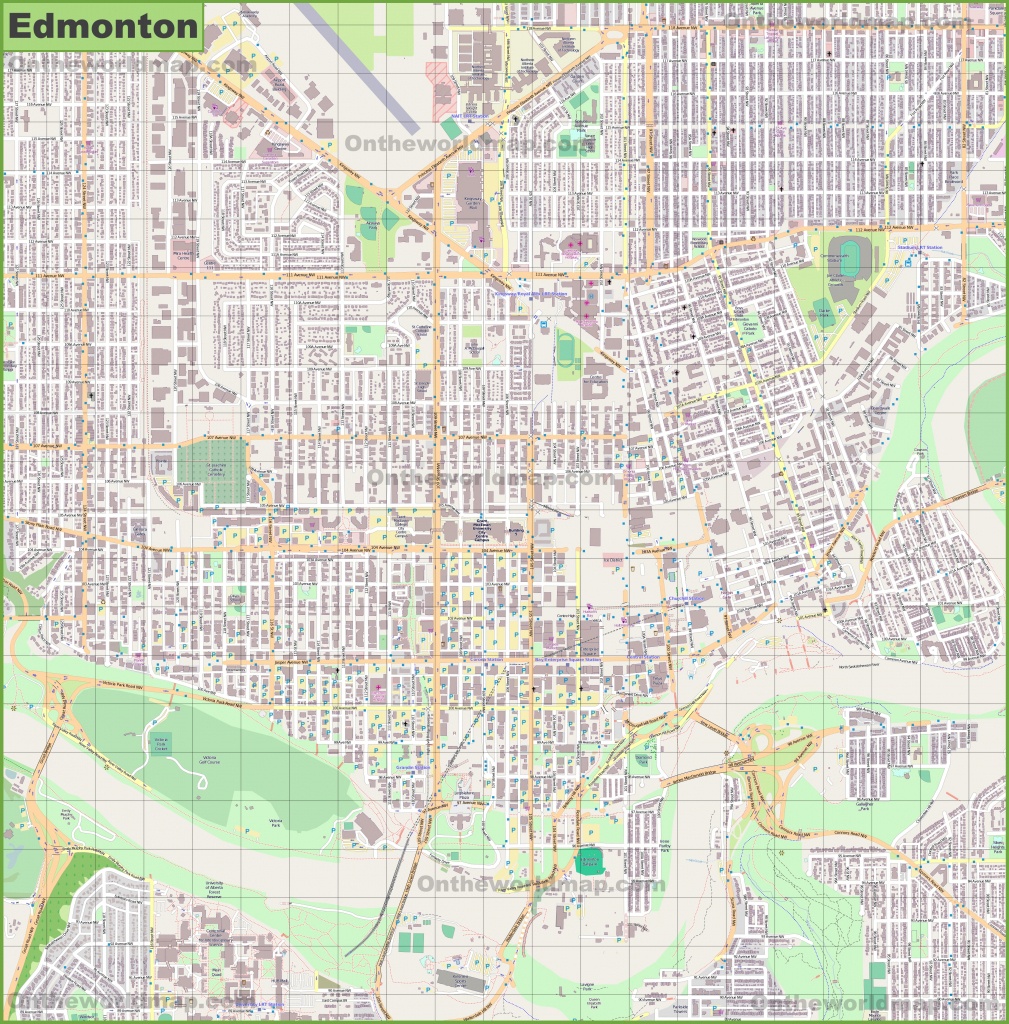 Large Detailed Map Of Edmonton - Printable Map Of Edmonton