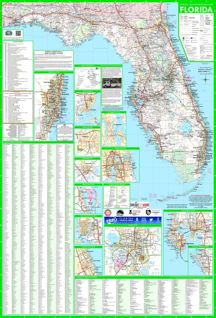 Large Detailed Map Of Florida With Cities And Towns - Florida Wall Maps For Sale