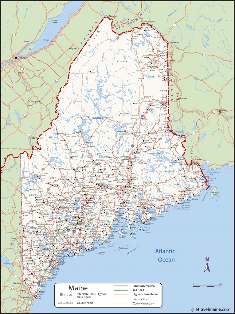 Large Detailed Map Of Maine With Cities And Towns - Printable Map Of Maine Coast