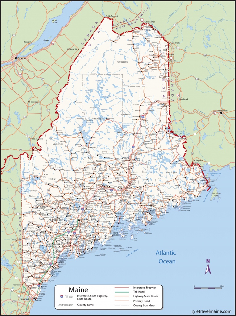 Large Detailed Map Of Maine With Cities And Towns - Printable Road Map Of Maine