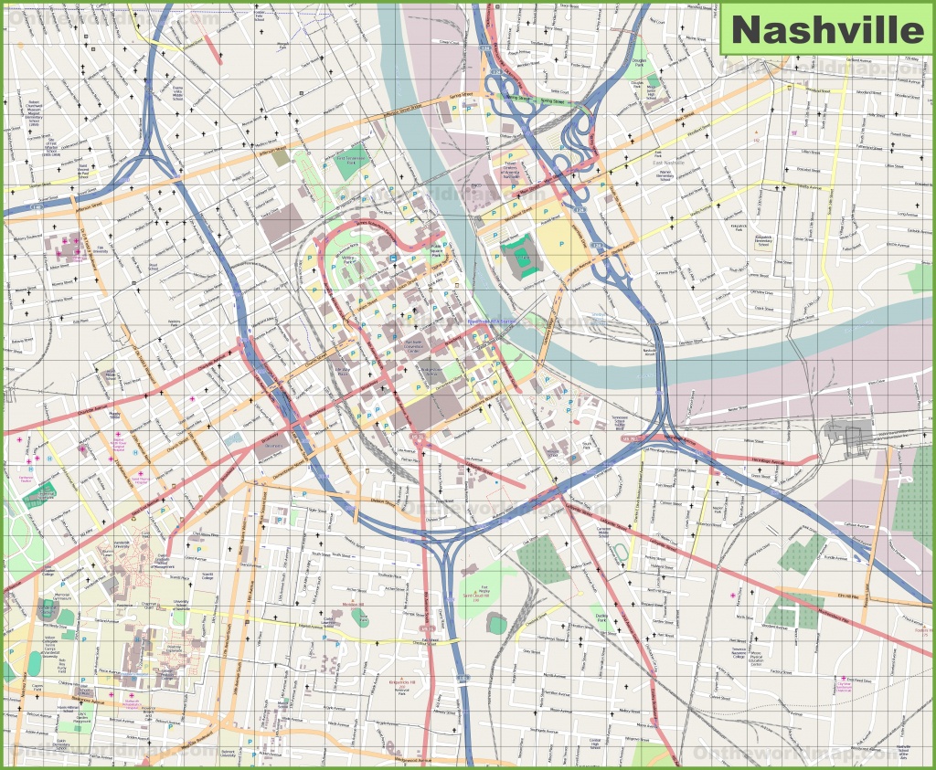 Large Detailed Map Of Nashville Printable Map Of Nashville Tn 