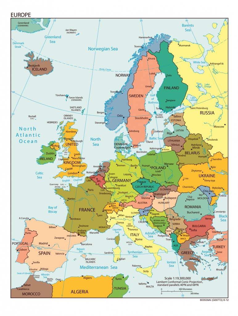 Large Detailed Political Map Of Europe With All Capitals And Major - Printable Map Of Europe With Cities