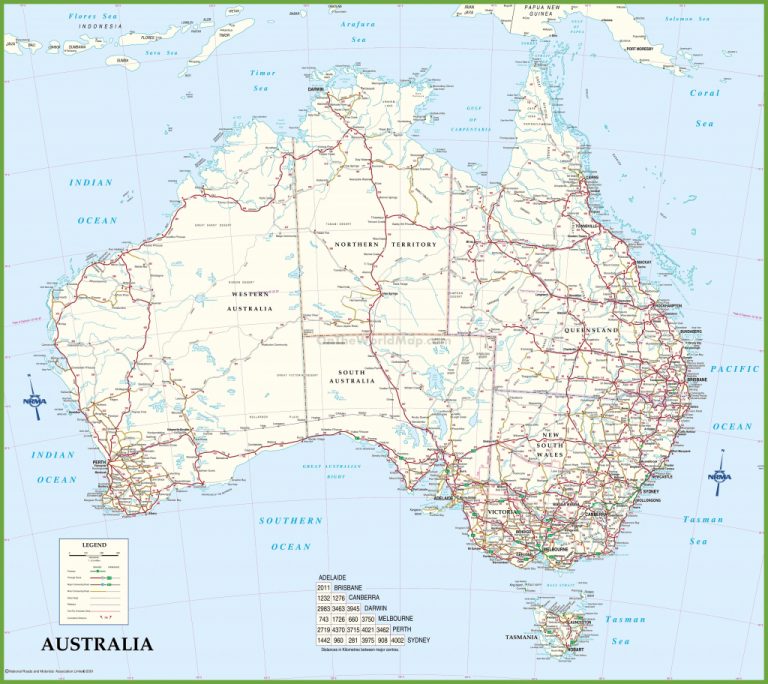 Large Detailed Road Map Of Australia Queensland 8 - World Wide Maps ...