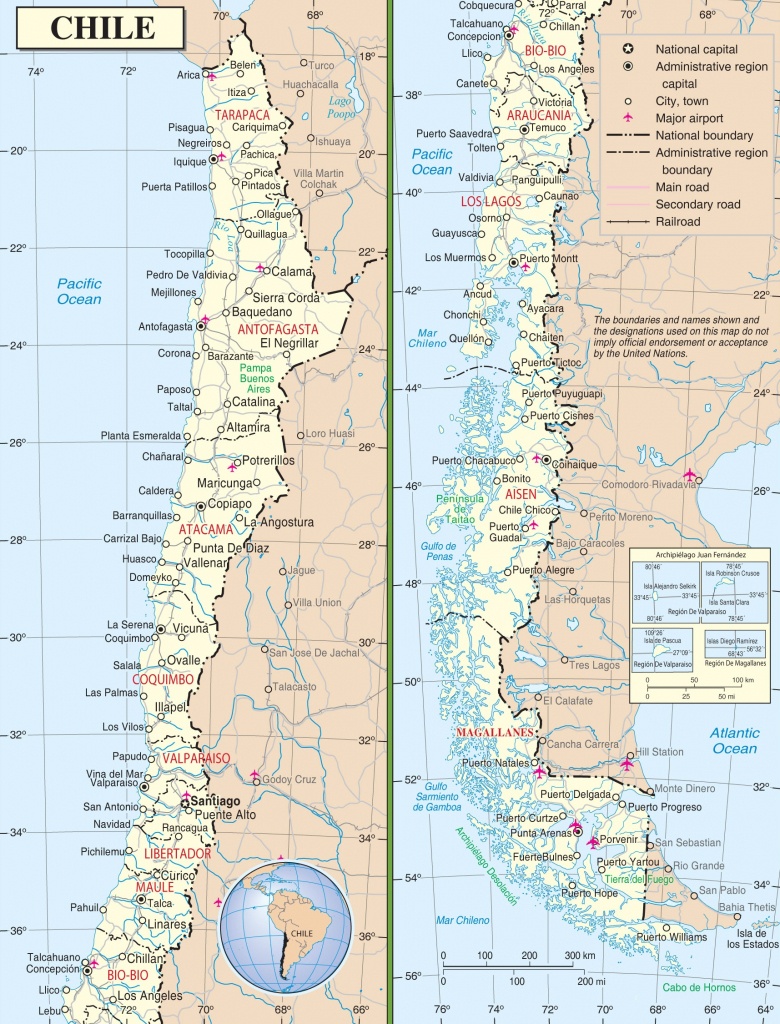 Large Detailed Road Map Of Chile - Free Printable Map Of Chile