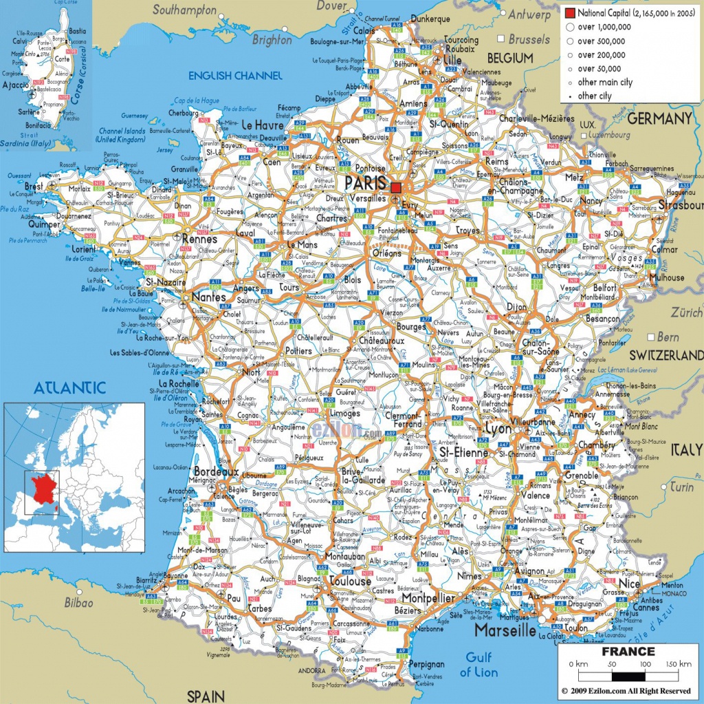 Large Detailed Road Map Of France With All Cities And Airports - Free Printable Driving Maps