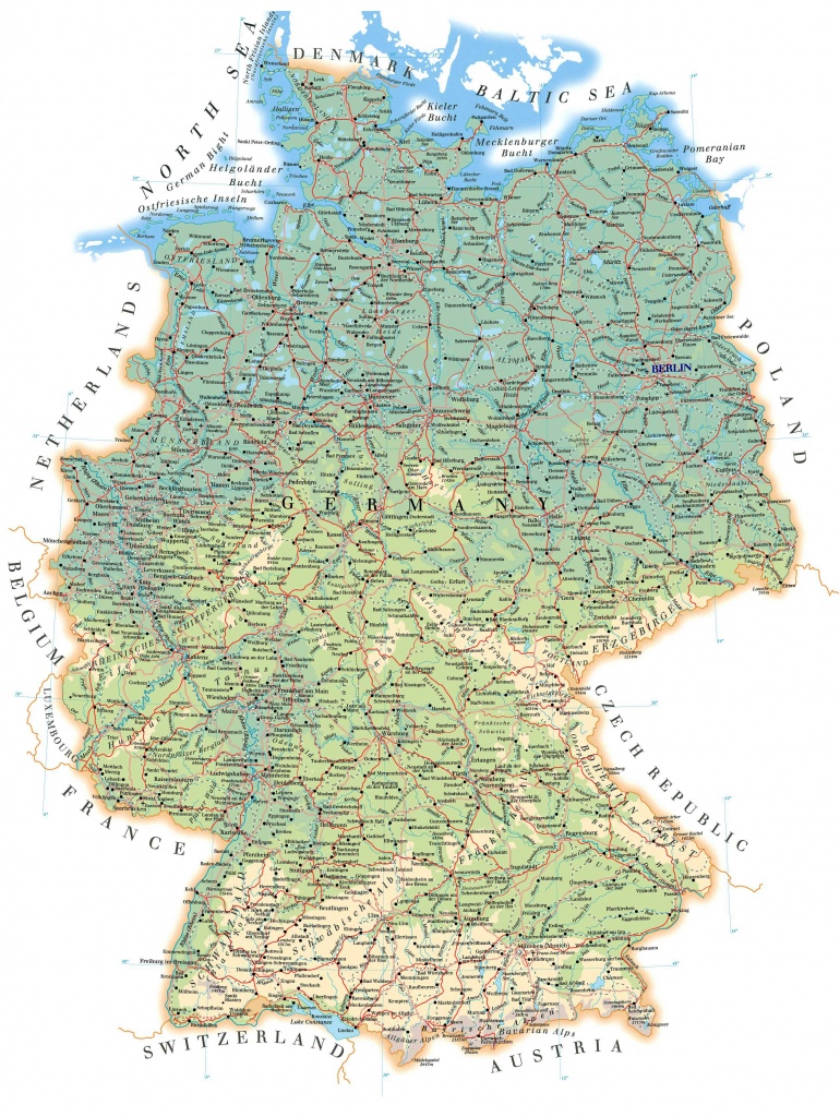 Large Detailed Road Map Of Germany With All Cities, Villages And - Large Printable Map Of Germany