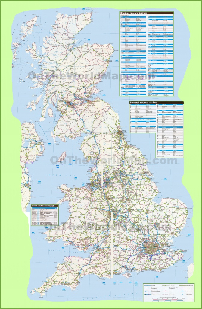 Large Detailed Road Map Of Uk - Printable Map Of England And Scotland