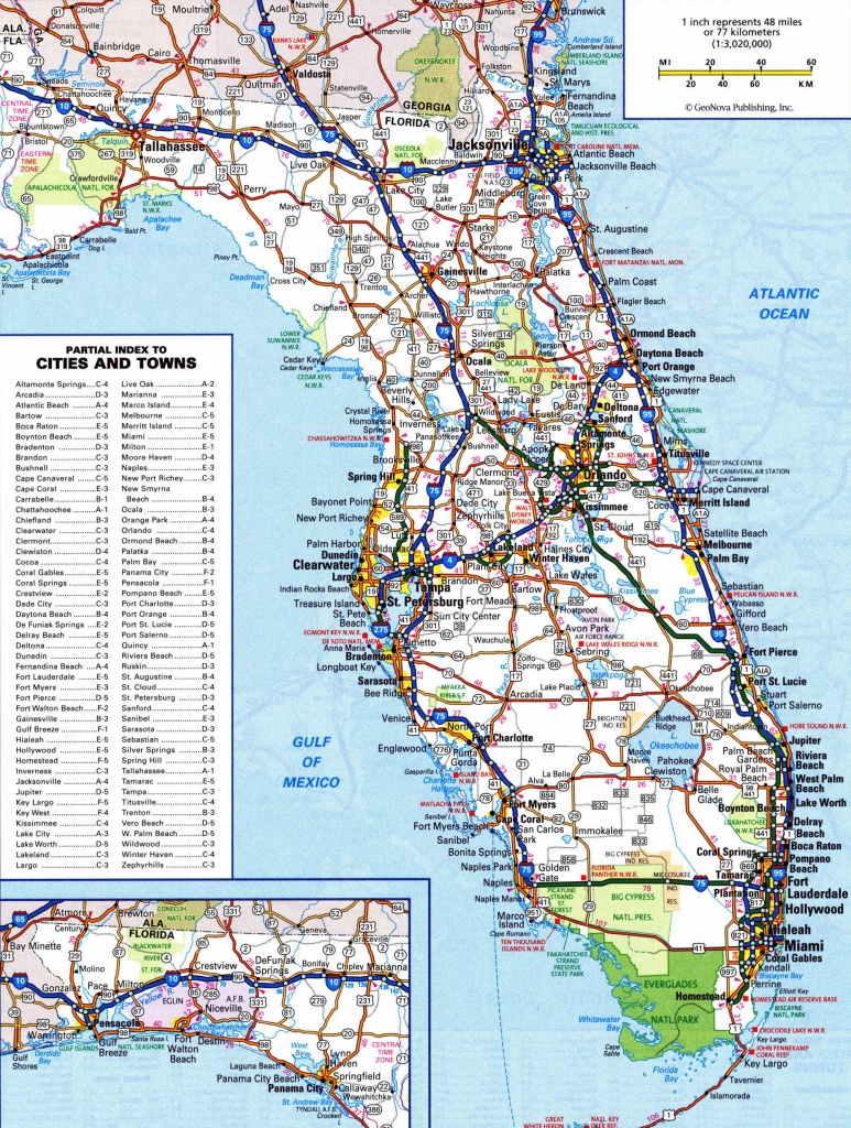 Large Detailed Roads And Highways Map Of Florida State | Vidiani - Old Florida Road Maps