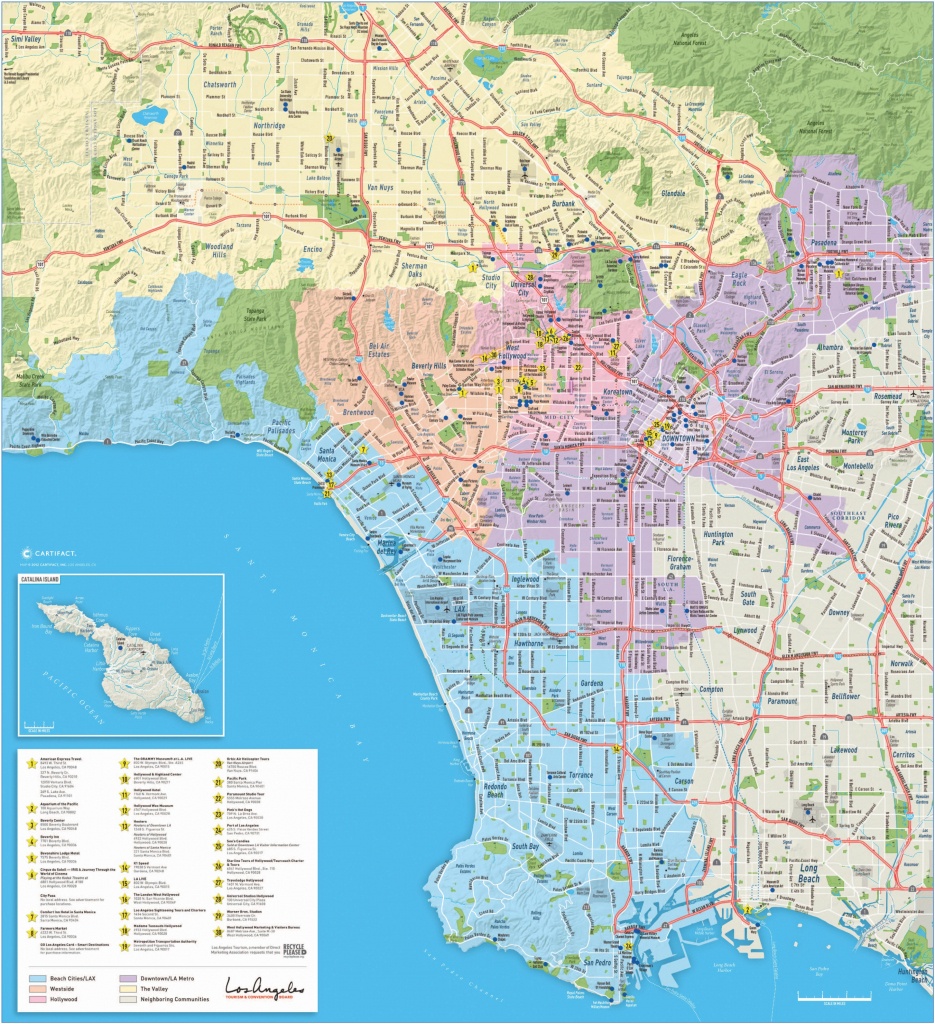 Large Detailed Tourist Map Of Los Angeles - Printable Map Of Los Angeles