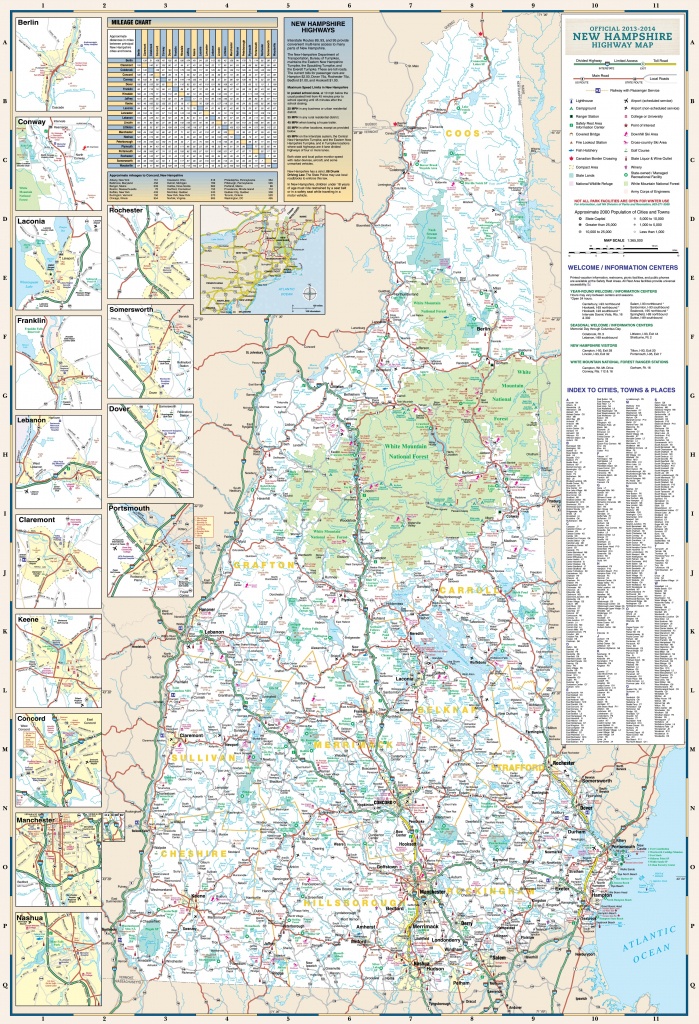 Large Detailed Tourist Map Of New Hampshire With Cities And Towns - Printable Map Of New Hampshire