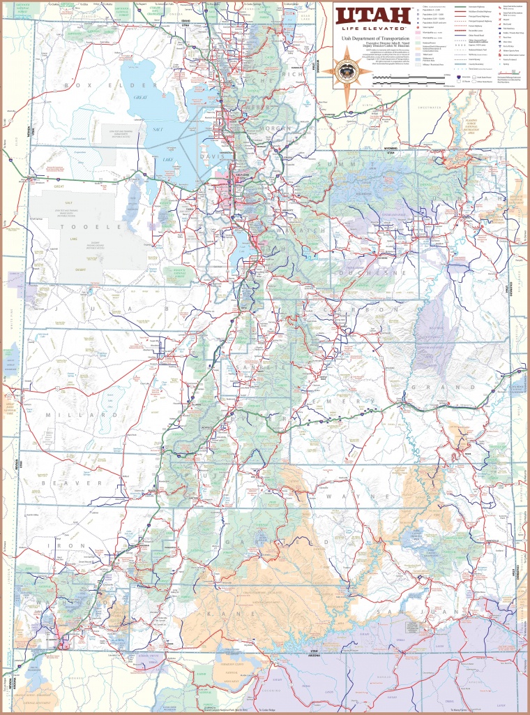Large Detailed Tourist Map Of Utah With Cities And Towns - Printable Map Of Utah