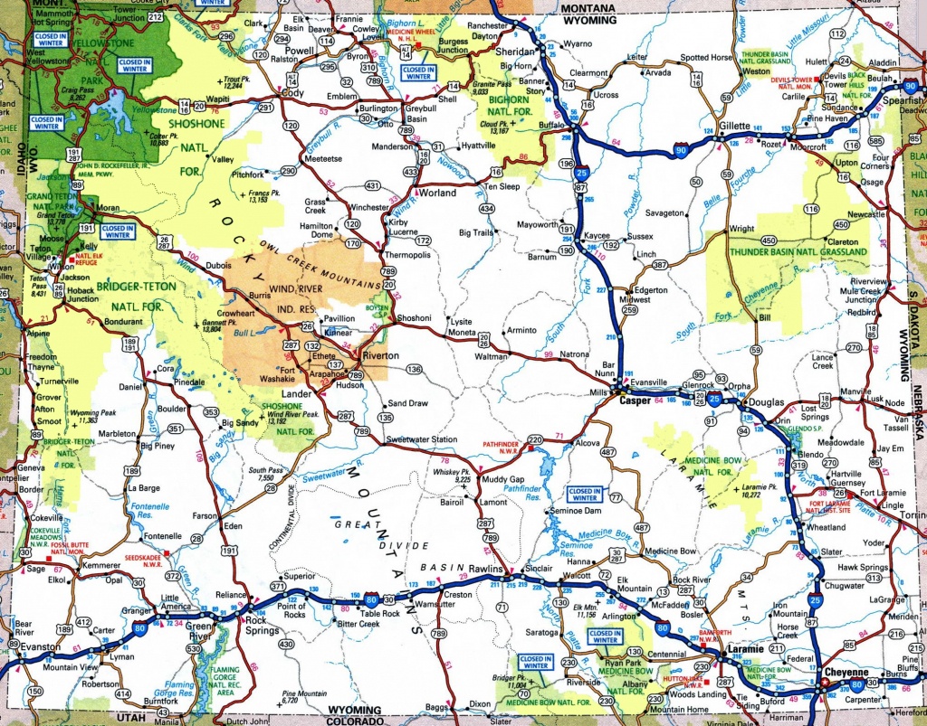 Large Detailed Tourist Map Of Wyoming With Cities And Towns - Printable Map Of Wyoming