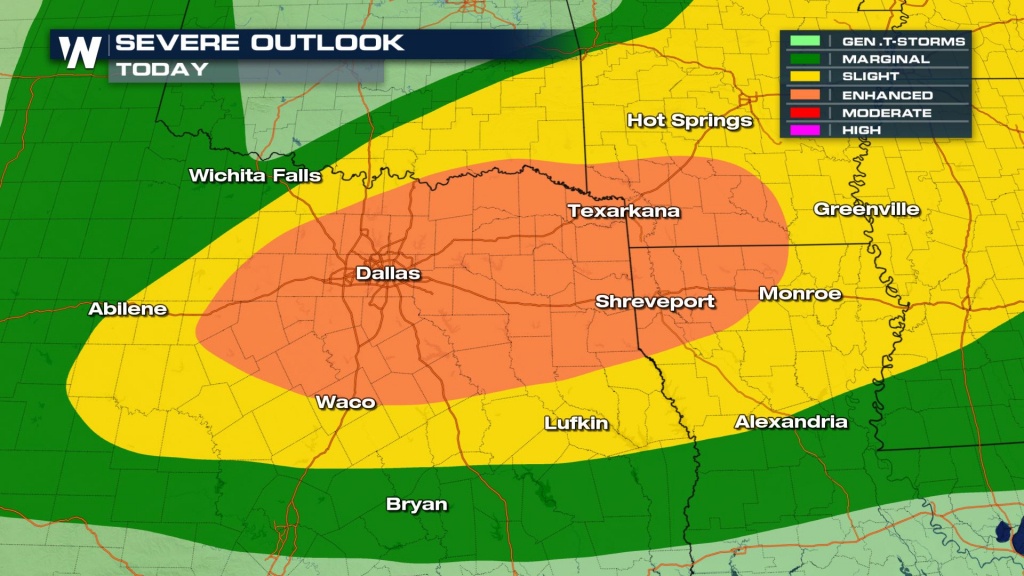 Large Hail And Tornadoes In The Forecast For North Texas Wednesday - Texas Hail Storm Map