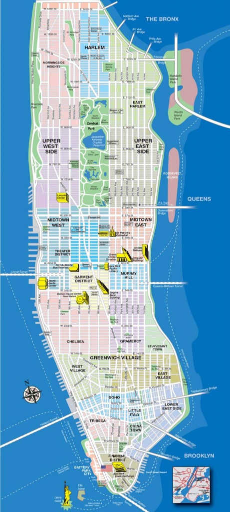 Large Manhattan Maps For Free Download And Print | High-Resolution - Manhattan Map With Attractions Printable