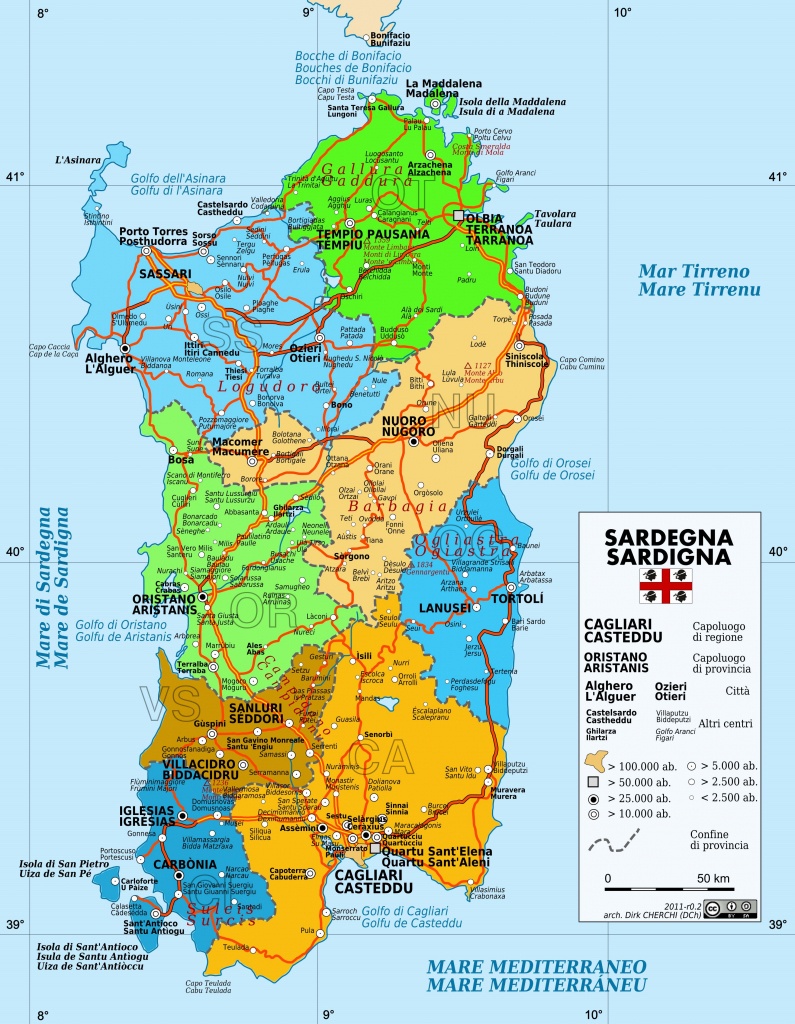 Large Sardinia Maps For Free Download And Print | High-Resolution - Printable Map Of Sardinia