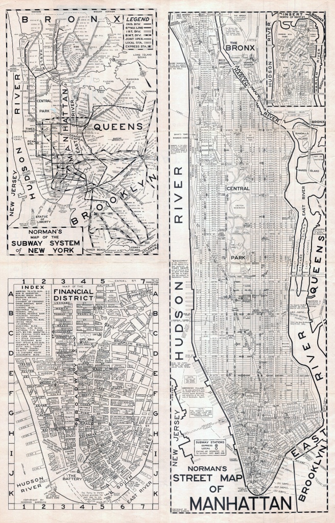 Large Scaled Printable Old Street Map Of Manhattan, New York City - Printable City Street Maps