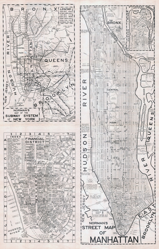 Large Scaled Printable Old Street Map Of Manhattan, New York City - Printable Street Maps