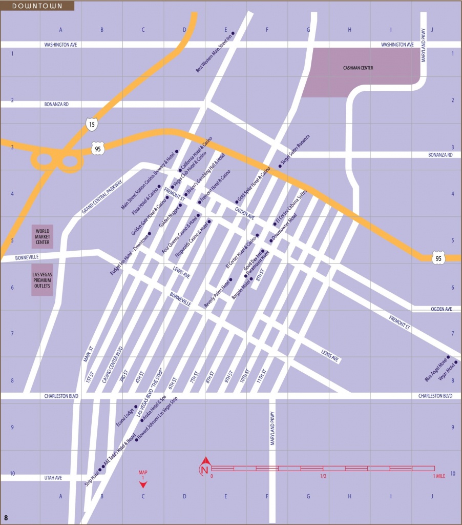 Las Vegas Downtown And Fremont Street Map - Printable Las Vegas Street Maps