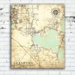 Leesburg Fl Canvas Print Florida Fl Vintage Map City Town Plan | Etsy   Leesburg Florida Map