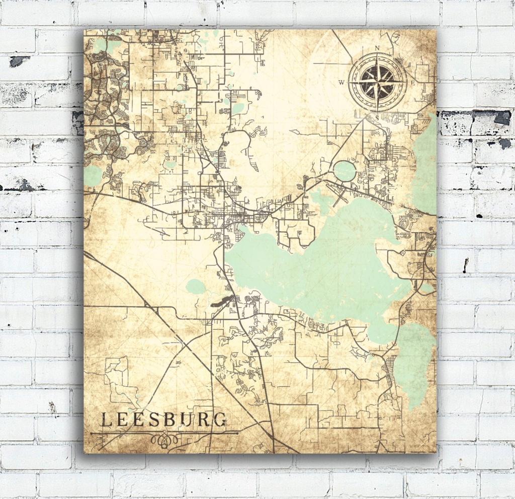 Leesburg Fl Canvas Print Florida Fl Vintage Map City Town Plan | Etsy - Leesburg Florida Map