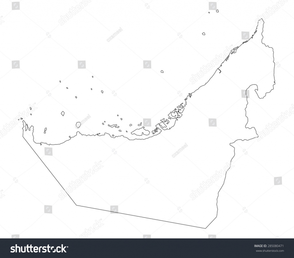 Line Map United Arab Emirates Stock Vector (Royalty Free) 285080471 - Outline Map Of Uae Printable
