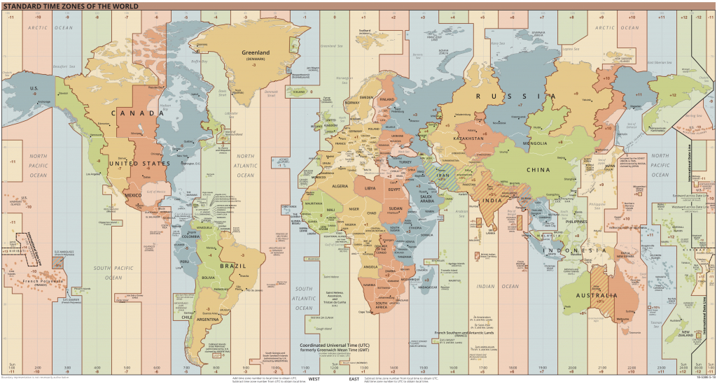 List Of Utc Time Offsets - Wikipedia - World Map Time Zones Printable Pdf