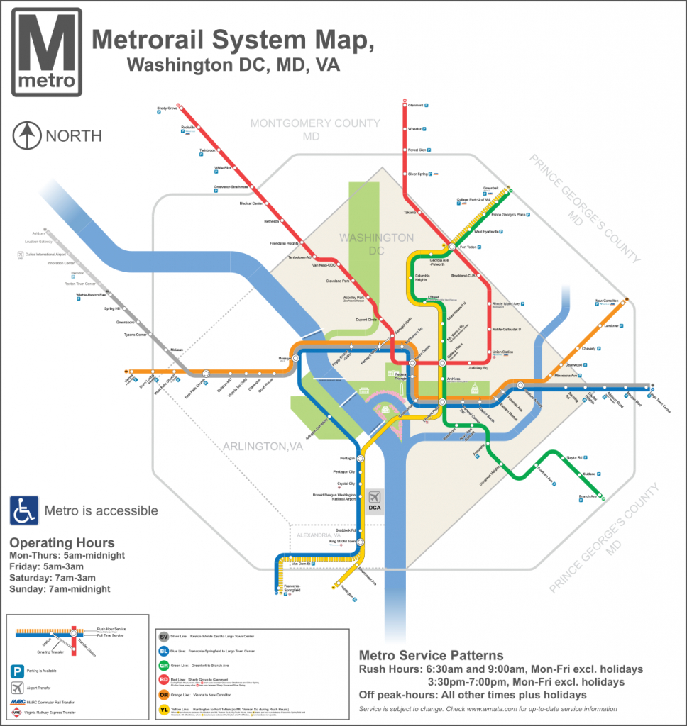 List Of Washington Metro Stations - Wikipedia - Washington Dc Subway Map Printable