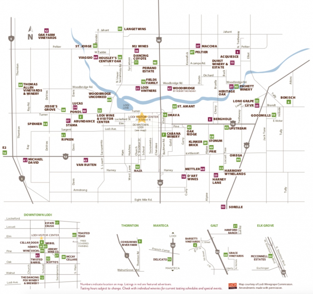 Lodi Winery Map &amp;amp; Wine Trail - Visit Lodi - Lodi California Map