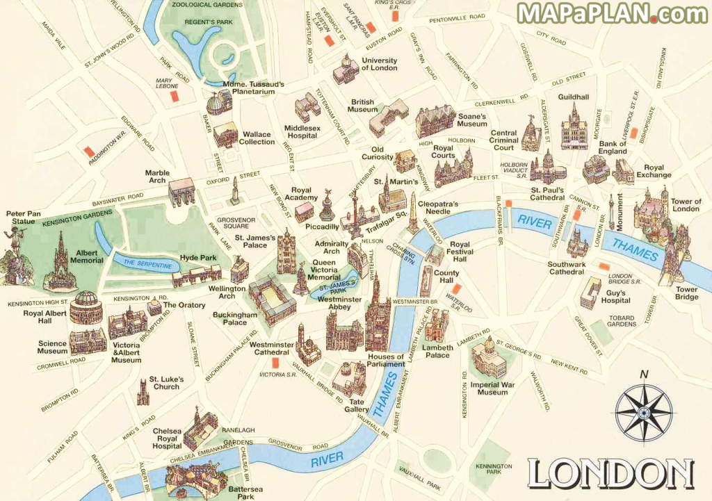 London Maps - Must-See Historical Places Free, Printable Map - Printable Map Of London England