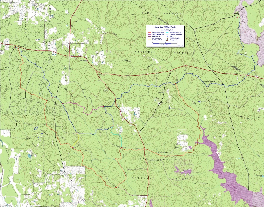 Lone Star Hiking Trail-West, Near Houston Tx. Free Detailed Topo Maps. - Texas Hiking Trails Map